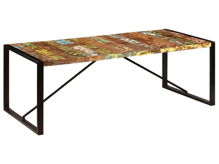Wielokolorowy stół 100x220 - Veriz 6X Stal Wysokość 75 cm Drewno Styl Vintage