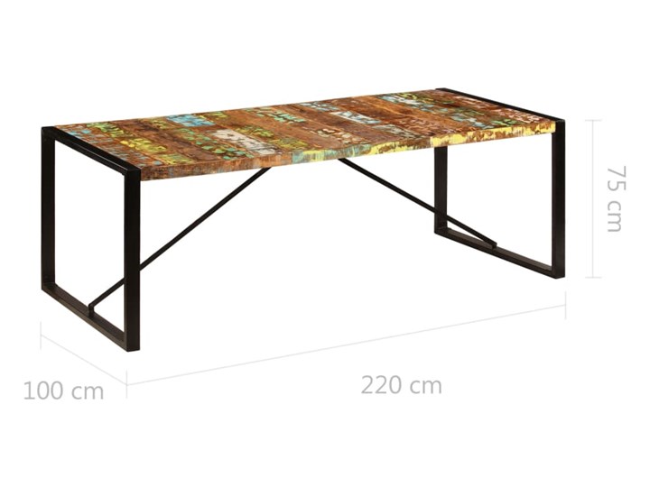 Wielokolorowy stół 100x220 - Veriz 6X Wysokość 75 cm Pomieszczenie Stoły do jadalni Drewno Stal Pomieszczenie Stoły do kuchni