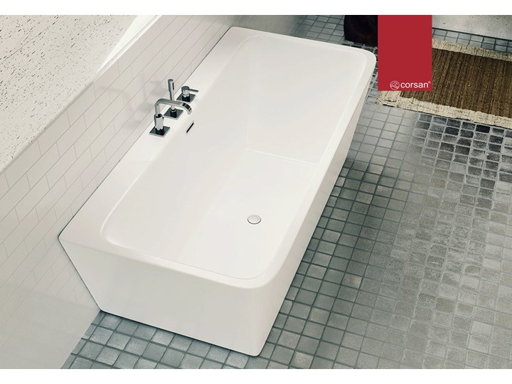 Wanna przyścienna wolnostojąca Corsan E019 Iseo Akryl Długość 160 cm Wolnostojące Stal Prostokątna Kategoria Wanny