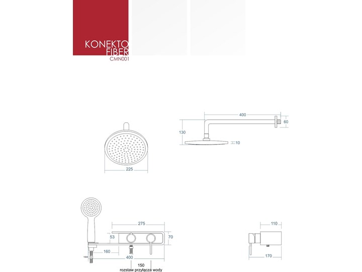 Prysznicowy zestaw podtynkowy Corsan CMN001 Konekto biały Kategoria Zestawy prysznicowe