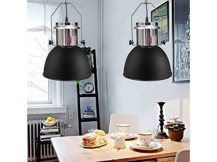 Dwie czarne regulowane lampy wiszące loft - E984-Berlog Metal Lampa z kloszem Styl Industrialny