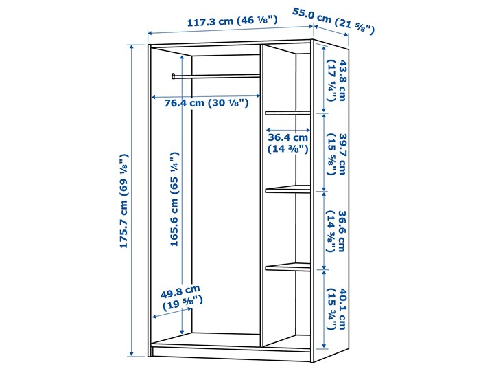 IKEA RAKKESTAD Szafa/3 drzwi, czarnybrąz, 117x176 cm Płyta MDF Rodzaj drzwi Uchylne