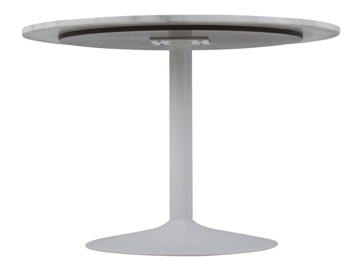 Biały stół na jednej nodze z marmurowym blatem Tarifa Kamień Wysokość 75 cm Wysokość 110 cm Metal Rozkładanie