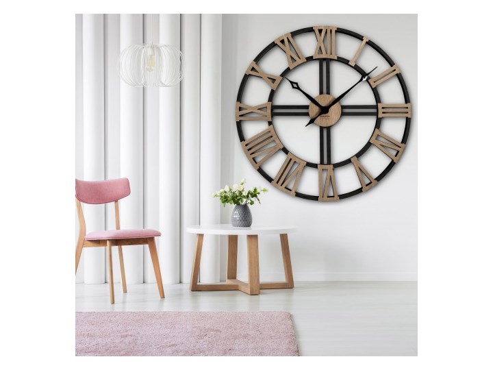 Duży zegar ścienny WOOD LOFT 80cm Okrągły Szerokość 80 cm Drewno Kategoria Zegary Tarcza Analogowa