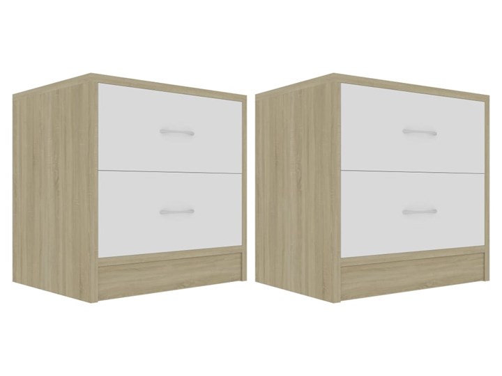 vidaXL Szafki nocne, 2 szt., biel i dąb sonoma, 40x30x40 cm Płyta meblowa Głębokość 30 cm Płyta laminowana Uniwersalne Drewno Płyta MDF Pomieszczenie Sypialnia