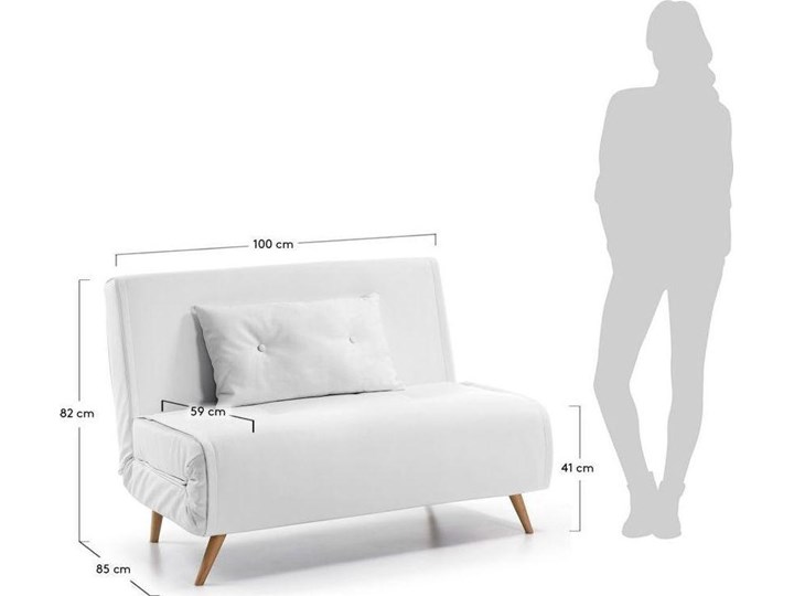 Sofa rozkładana Tupana  biała 100 cm Stała konstrukcja Głębokość 82 cm Kategoria Sofy i kanapy
