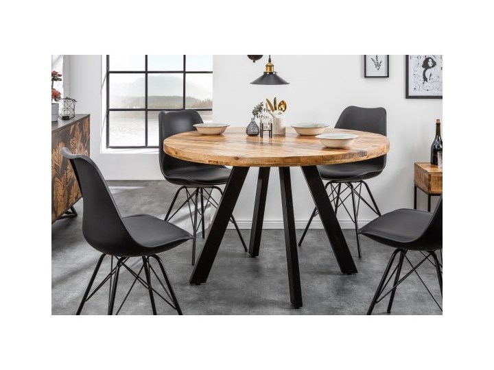 Stół Iron Craft 120 cm okrągły naturalny Mango 39584 Rozkładanie Metal Drewno Kategoria Stoły kuchenne
