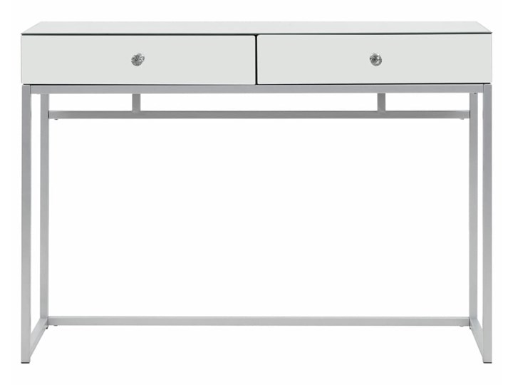vidaXL Lustrzany stolik typu konsola, stal i szkło, 107x33x77 cm Z szufladą Szerokość 107 cm Głębokość 33 cm Kolor Biały Stal nierdzewna Kategoria Konsole