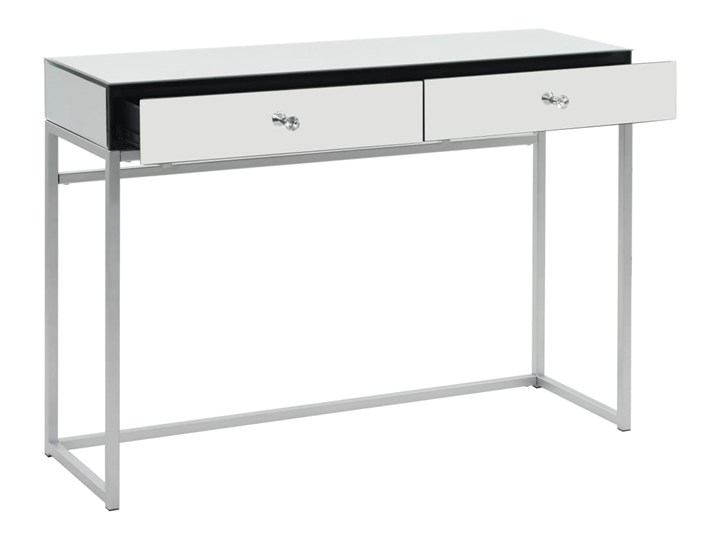 vidaXL Lustrzany stolik typu konsola, stal i szkło, 107x33x77 cm Z szufladą Głębokość 33 cm Szerokość 107 cm Stal nierdzewna Styl Nowoczesny