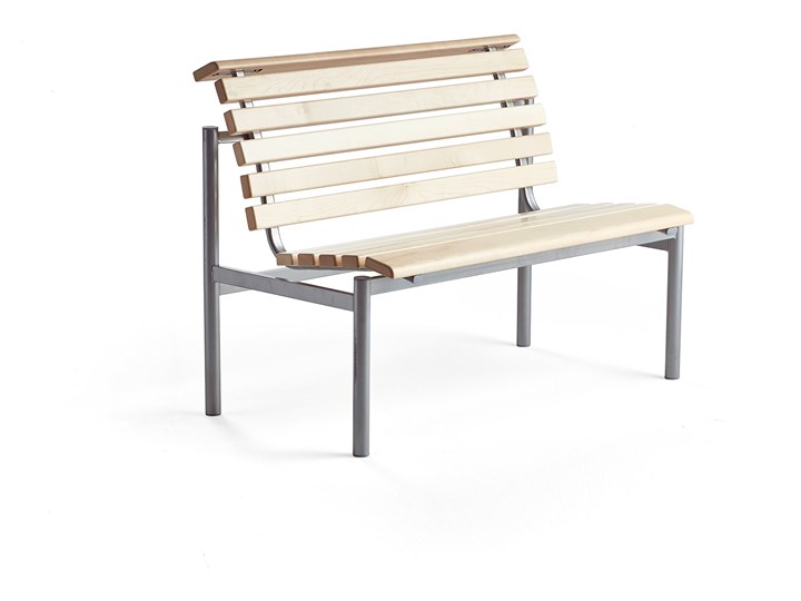 Ławka drewniana AURORA, 1200x700x900 mm, rama srebrny, brzoza Kategoria Ławki do salonu