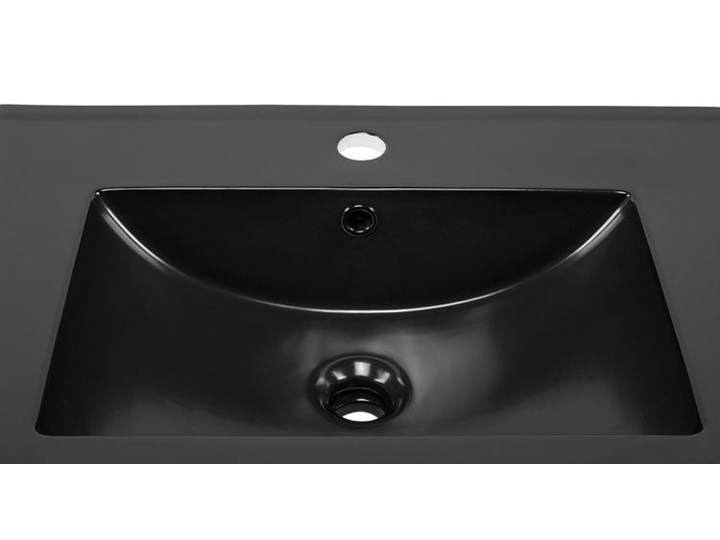 Czarna ceramiczna umywalka prostokątna - Aviso 80 cm Kolor Czarny Prostokątne Ceramika Wpuszczane Kategoria Umywalki