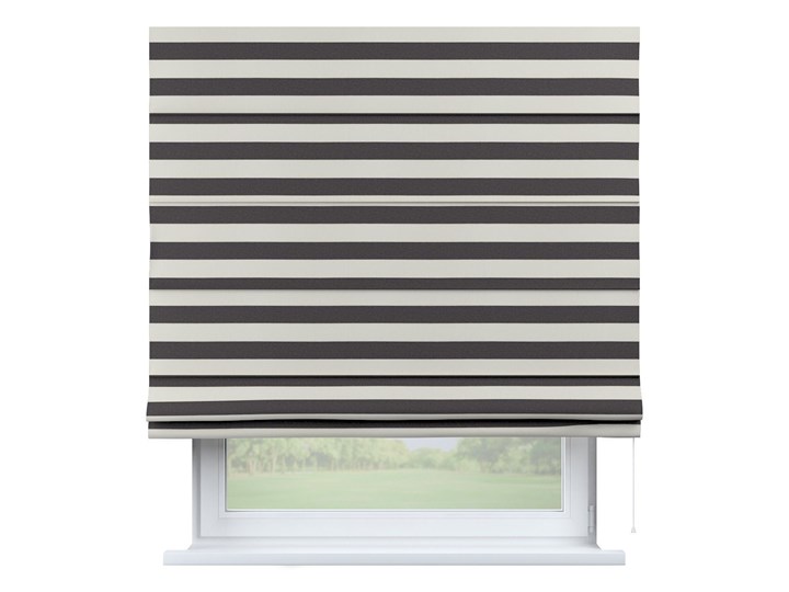Roleta rzymska Capri, biało - grafitowe pasy (5,5cm), szer.80 × dł.170 cm, Quadro Pomieszczenie Kuchnia Pomieszczenie Biuro i pracownia