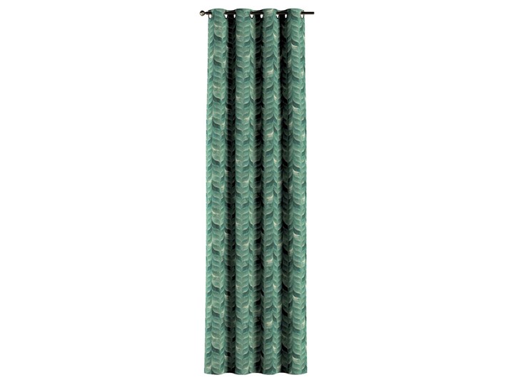 Zasłona na kółkach 1 szt., szmaragdowo-zielony wzór na lnianym tle, 1szt 130 × 260 cm, Abigail