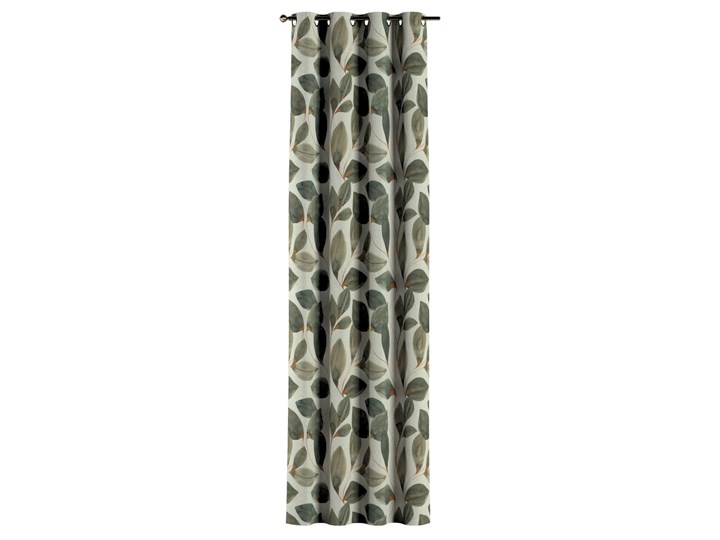 Zasłona na kółkach 1 szt., brązowo-pomarańczowe liście na szarym lnianym tle, 1szt 130 × 260 cm, Abigail 130x260 cm Pomieszczenie Sypialnia Len Bawełna Pomieszczenie Salon