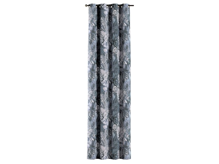 Zasłona na kółkach 1 szt., niebiesko-szare liście na szaro-niebieskim tle, 1szt 130 × 260 cm, Abigail Zasłona zaciemniająca 130x260 cm Bawełna Pomieszczenie Jadalnia Kolor Szary