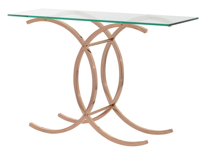 Konsola Chica rose gold 128x40x79cm, 128 × 40 × 79 cm Szerokość 128 cm Szkło Głębokość 40 cm Z samym blatem Metal Stal nierdzewna Kolor Złoty