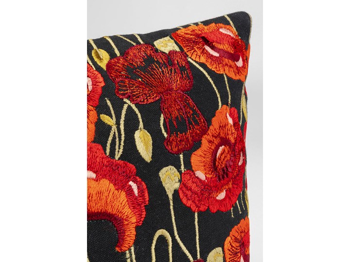 Poduszka dekoracyjna Poppy Black 50x30 cm 30x50 cm Prostokątne Poliester Poszewka dekoracyjna Kolor Czerwony Bawełna Pomieszczenie Salon