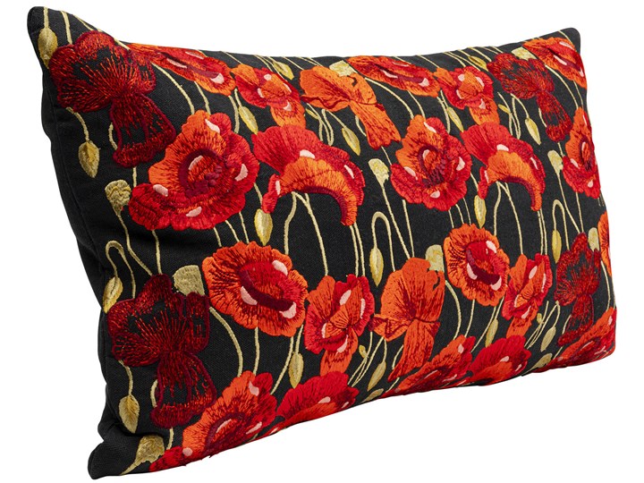 Poduszka dekoracyjna Poppy Black 50x30 cm Pomieszczenie Salon Poliester 30x50 cm Bawełna Poszewka dekoracyjna Prostokątne Kategoria Poduszki i poszewki dekoracyjne
