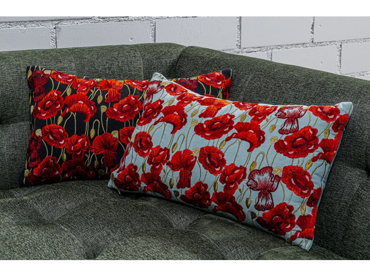 Poduszka dekoracyjna Poppy Black 50x30 cm Poszewka dekoracyjna 30x50 cm Prostokątne Bawełna Poliester Pomieszczenie Salon