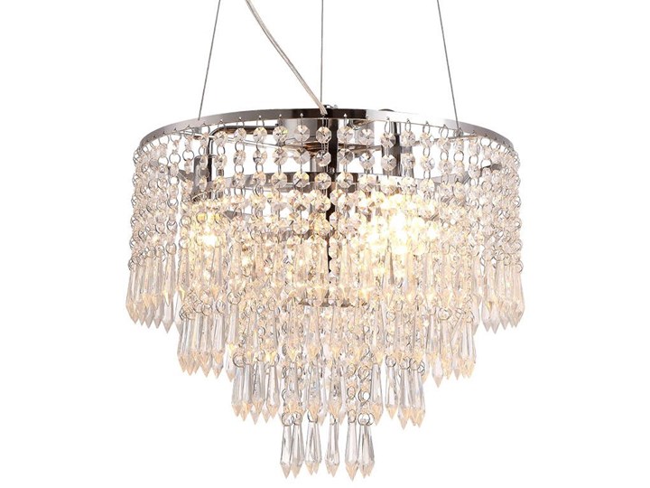 Żyrandol kryształowy Porto 38&#215;120 cm Cosmo Light Szkło Lampa z kryształkami Metal Kolor Srebrny