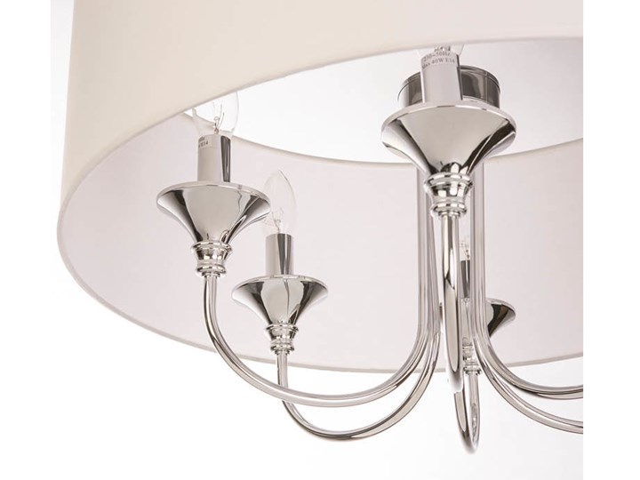 Żyrandol Abu Dhabi Silver White 60&#215;130 cm Cosmo Light Funkcje Brak dodatkowych funkcji Lampa z abażurem Chrom Pomieszczenie Sypialnia