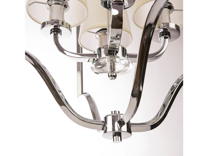Lampa wisząca z białymi abażurami New York Cosmo Silver 46×67 cm Cosmo Light Metal Chrom Funkcje Brak dodatkowych funkcji Lampa z abażurem Styl Nowoczesny