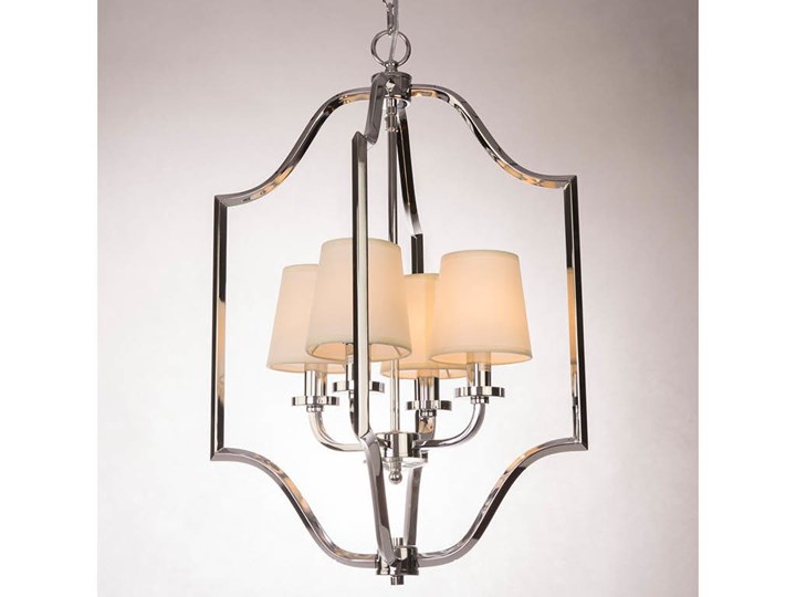 Lampa wisząca z białymi abażurami New York Cosmo Silver 46×67 cm Cosmo Light Lampa z abażurem Chrom Metal Funkcje Brak dodatkowych funkcji