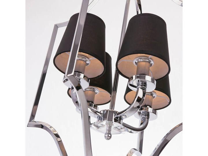 Lampa wisząca z czarnymi abażurami New York Cosmo Silver 46&#215;67 cm Cosmo Light Pomieszczenie Jadalnia Metal Lampa z abażurem Chrom Funkcje Brak dodatkowych funkcji