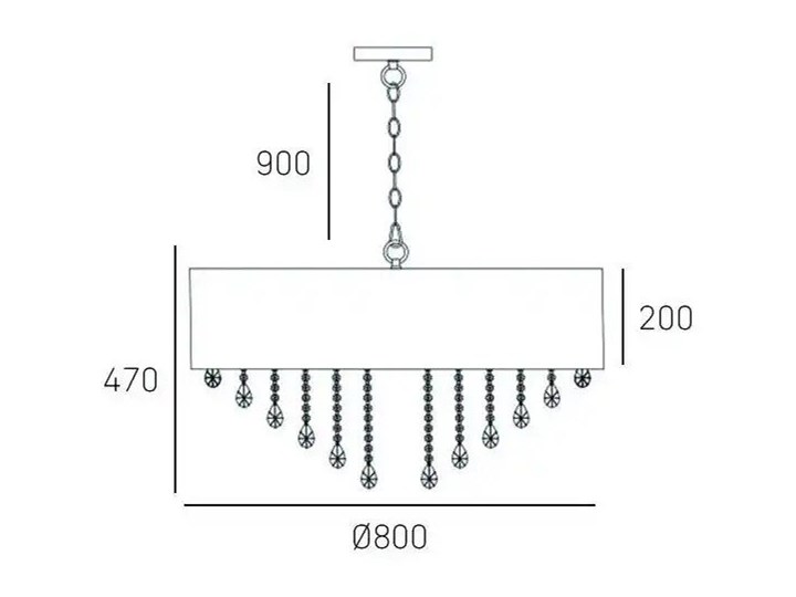Lampa wisząca do salonu Singapore White 80x136cm Cosmo Light Chrom Metal Lampa z kryształkami Lampa z abażurem Lampa inspirowana Kryształ Kolor Biały