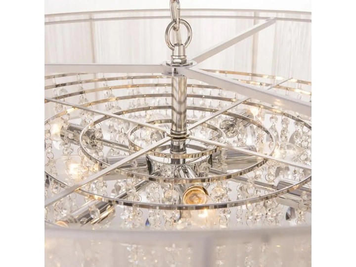 Lampa wisząca do salonu Singapore White 80x136cm Cosmo Light Chrom Lampa inspirowana Lampa z abażurem Lampa z kryształkami Metal Kryształ Styl Klasyczny