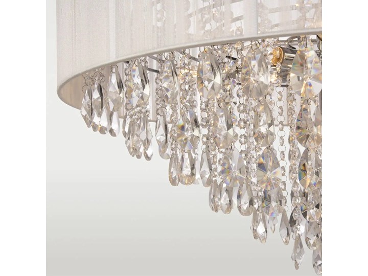 Lampa wisząca do salonu Singapore White 80x136cm Cosmo Light Metal Lampa z abażurem Lampa z kryształkami Chrom Lampa inspirowana Kryształ Styl Klasyczny