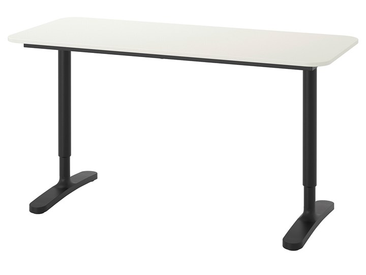 BEKANT Biurko Szerokość 140 cm Głębokość 60 cm Biurko regulowane Kategoria Biurka Kolor Biały