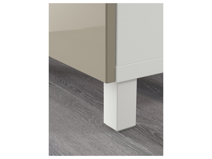IKEA BESTÅ Kombinacja z drzwiami, Biały/Selsviken/Stubbarp wysoki połysk beż, 180x42x74 cm Kolor Beżowy Kategoria Zestawy mebli do sypialni
