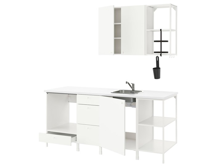 IKEA ENHET Kuchnia, biały, 203x63.5x222 cm Zestawy gotowe Kategoria Zestawy mebli kuchennych
