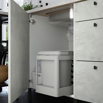 IKEA ENHET Kuchnia narożna, antracyt/imitacja betonu biały, Szerokość po lewej: 168.5 cm