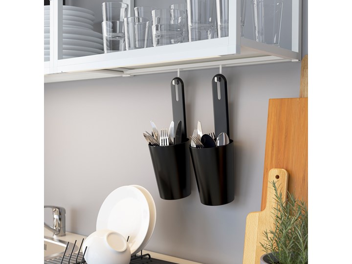 IKEA ENHET Kuchnia narożna, biały, Wysokość szafka wisząca: 75 cm