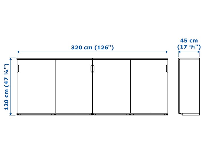IKEA GALANT Kombinacja z przesuwanymi drzwiami, Biały, 320x120 cm Pomieszczenie Salon