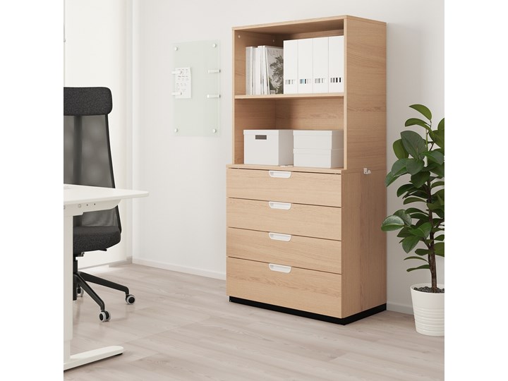 IKEA GALANT Kombinacja z szufladami, Okleina dębowa bejcowana na biało, 80x160 cm Kolor Biały Kategoria Zestawy mebli do sypialni