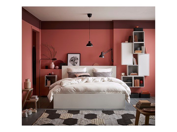 IKEA MALM Rama łóżka z 2 pojemnikami, Biały, 140x200 cm Łóżko drewniane Kategoria Łóżka do sypialni