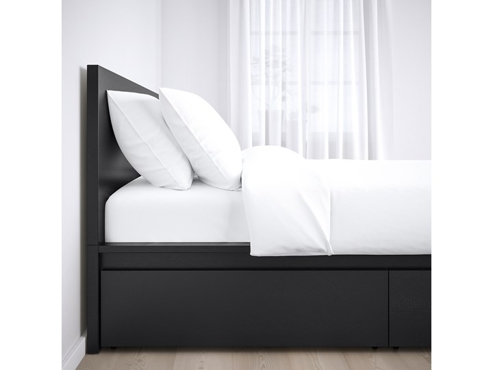 IKEA MALM Rama łóżka z 2 pojemnikami, Czarnobrąz, 140x200 cm Drewno Pojemnik na pościel Z pojemnikiem Łóżko drewniane Kategoria Łóżka do sypialni