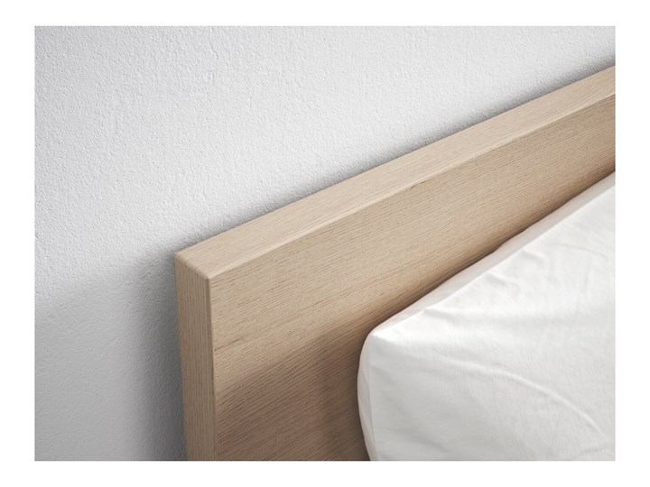 IKEA MALM Rama łóżka z 2 pojemnikami, Okleina dębowa bejcowana na biało, 120x200 cm Drewno Liczba miejsc Jednoosobowe Łóżko drewniane Zagłówek Z zagłówkiem