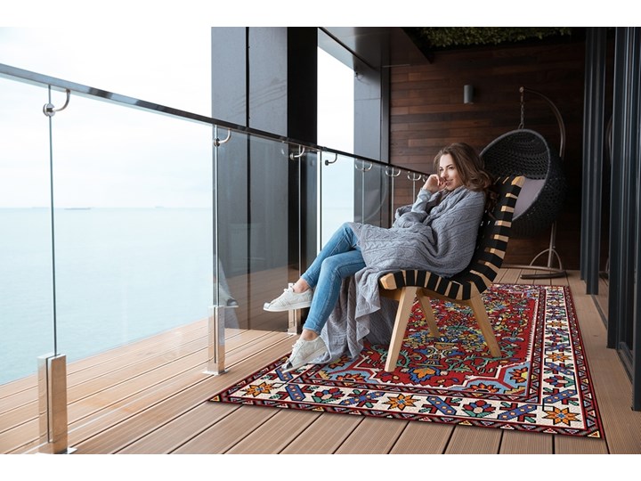 Dywan ogrodowy piękny wzór Stary perski styl Prostokątny 80x120 cm 60x90 cm Dywany Winyl Pomieszczenie Balkon i taras Kolor Bordowy