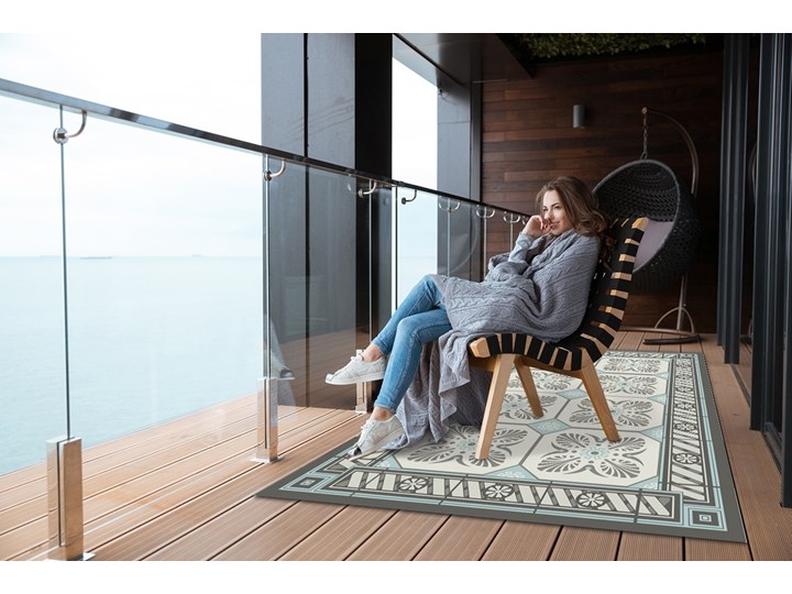 Nowoczesny dywan outdoor wzór Kafelki vintage Kolor Miętowy Prostokątny 60x90 cm Dywany Winyl 80x120 cm Kategoria Dywany