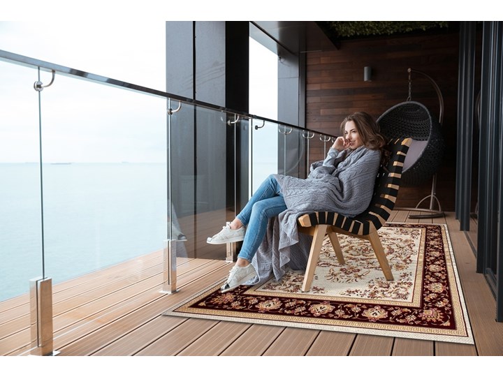 Dywan na taras do ogrodu na balkon Klasyczny styl Winyl 60x90 cm Dywany 80x120 cm Prostokątny Kolor Beżowy