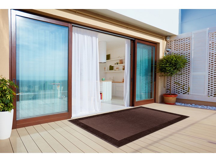 Dywan zewnętrzny tarasowy wzór Brązowa rama Prostokątny 60x90 cm Winyl 80x120 cm Dywany Pomieszczenie Przedpokój Pomieszczenie Balkon i taras