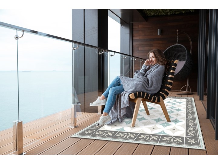Tarasowy dywan zewnętrzny Skandynawskie koła 80x120 cm 60x90 cm Prostokątny Dywany Winyl Kolor Szary