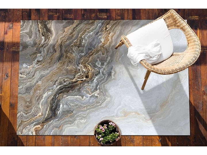 Dywan na taras do ogrodu na balkon Perłowy marmur Prostokątny Winyl 80x120 cm Dywany 60x90 cm Kolor Brązowy