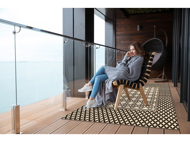 Nowoczesny dywan na balkon wzór Drobny wzorek 60x90 cm Prostokątny Kategoria Dywany Dywany Winyl 80x120 cm Kolor Czarny