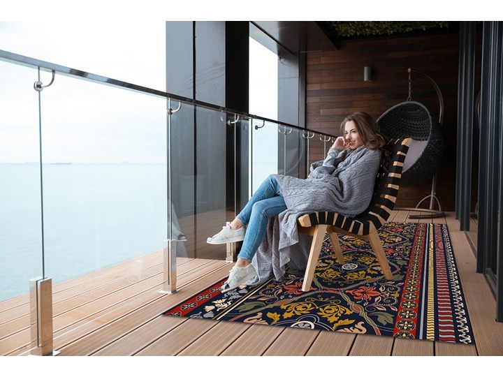 Tarasowy dywan zewnętrzny Kwiatowy wzór boho 60x90 cm Winyl Dywany Prostokątny 80x120 cm Pomieszczenie Balkon i taras