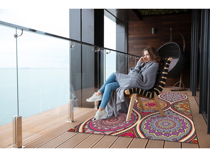 Dywan na taras zewnętrzny Kolorowa mandala Prostokątny Dywany 80x120 cm Winyl 60x90 cm Pomieszczenie Przedpokój